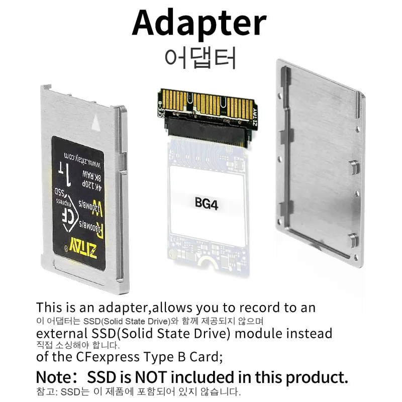 ZITAY CFexpress Type B Card to NVME M.2 2230 SSD Adapter Compatible with Nikon Z6 Z7 Z9 Canon RC R5 R5C Panasonic GH6