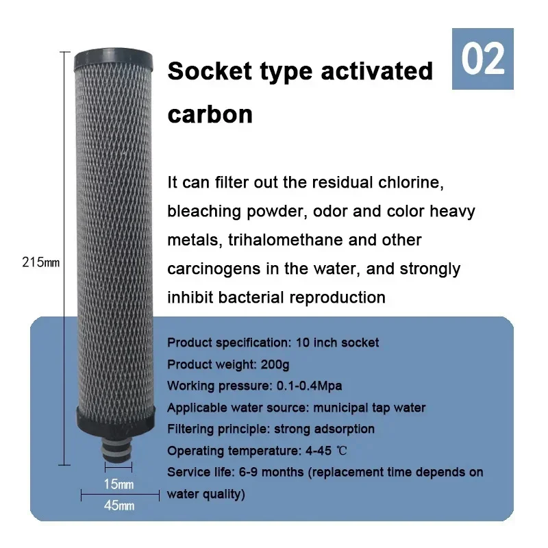 Water Purifier Ceramic Filter Element Activated Carbon Filter Element Removing Scale Residual Chlorine water filter