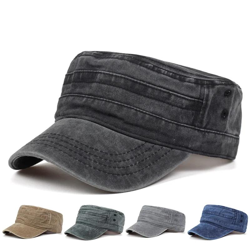 Unisex Vintage Flat-Top Baseballkappen für Herren, gewaschen, für Frühling und Herbst, verstellbare Freizeitmützen, Sonnenschutzhüte, Sportkappen – Detail 1