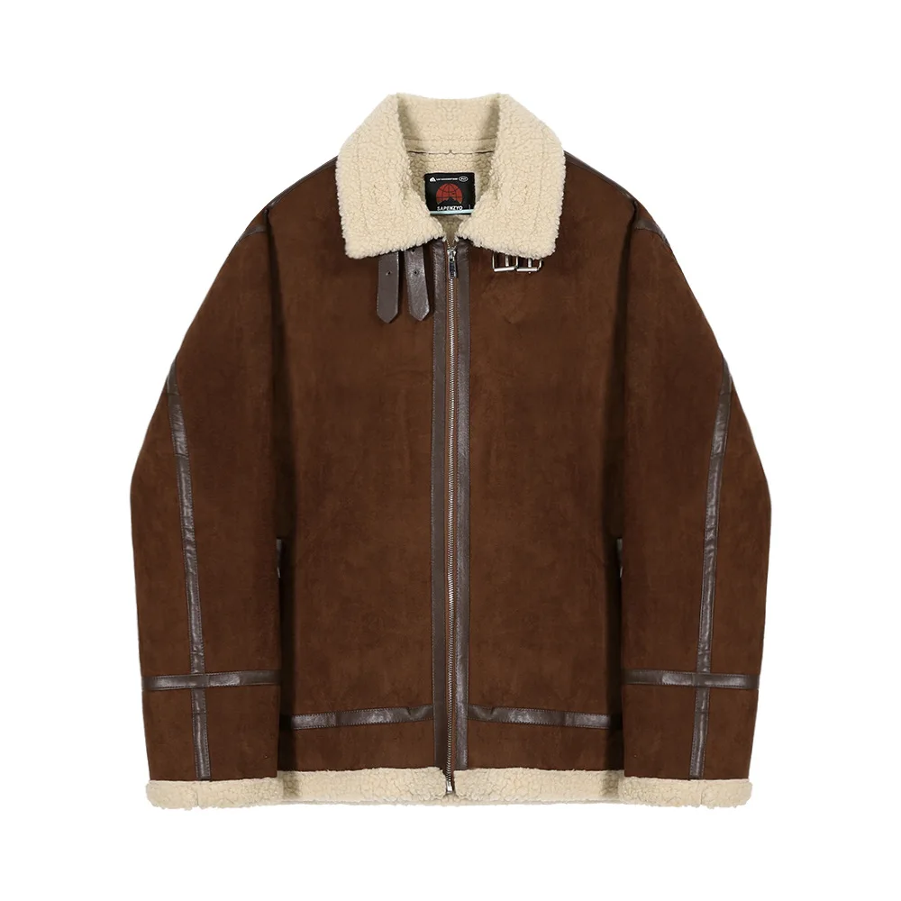 Lamb Wool Cotton Coat Men's Winter Version Loose Fur One-piece Standing Collar Suede