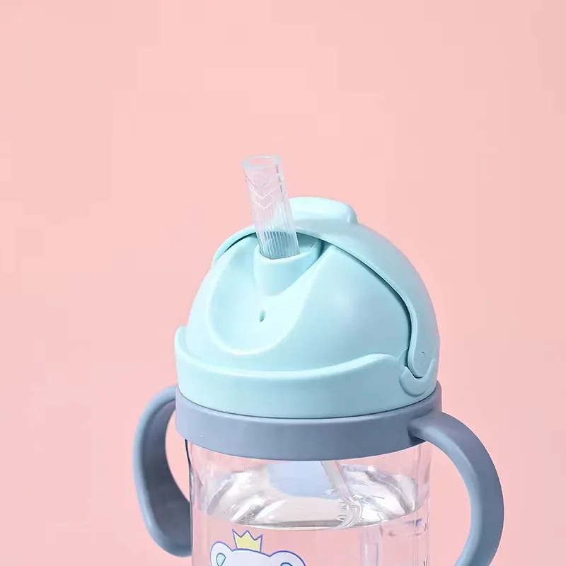 350ml Baby Bottles Drinking Cup Feeding Bottle with Straw Gravity Ball Wide-Caliber Kids Drinking Milk Water Dual-Use Bottle