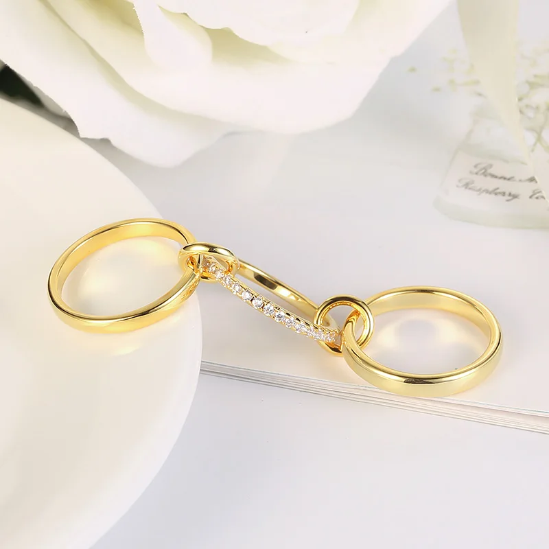 Gold Plated Rings AAA Zircon For Women Fashion Multilayer Stack Wedding Gifts