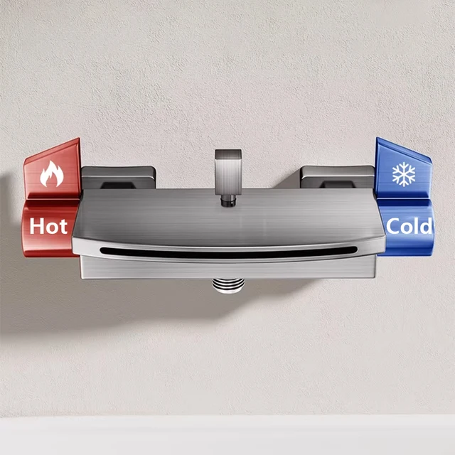 ก๊อกน้ำอ่างอาบน้ำแบบติดผนัง ดีไซน์หรูหราทันสมัย สำหรับอ่างอาบน้ำและฝักบัว ทำจากทองเหลือง ผสมน้ำร้อนน้ำเย็น 4