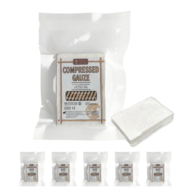 RHINO RESCUE  Sterile Compressed Gauze for Emergency Wound Dressing, First Aid and Trauma Kit 6pcs