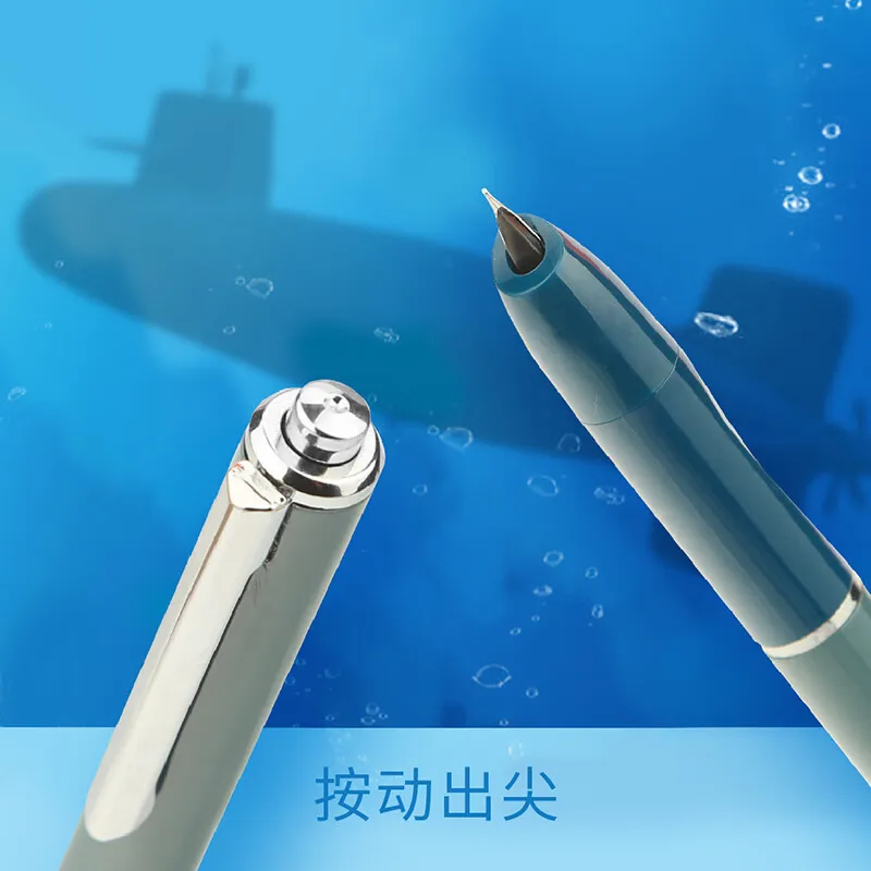 OASO K016 봉인 된 프레스 만년필 개폐식 0.5mm 펜촉 프레스 사무실 학교 학생 펜 세트 4pcs 파란색 잉크 카트리지