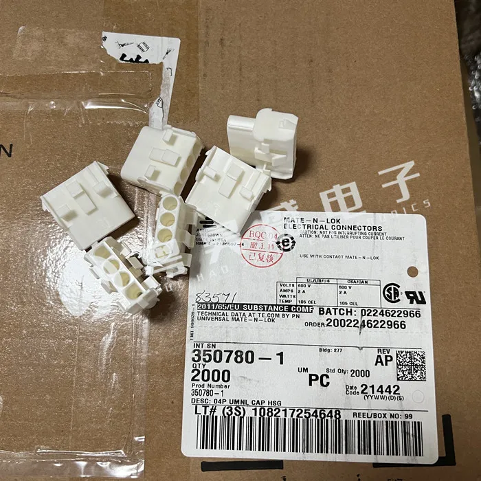 

30 шт. оригинальный новый разъем 350780-1 4-контактный резиновый корпус расстояние 6,35 мм