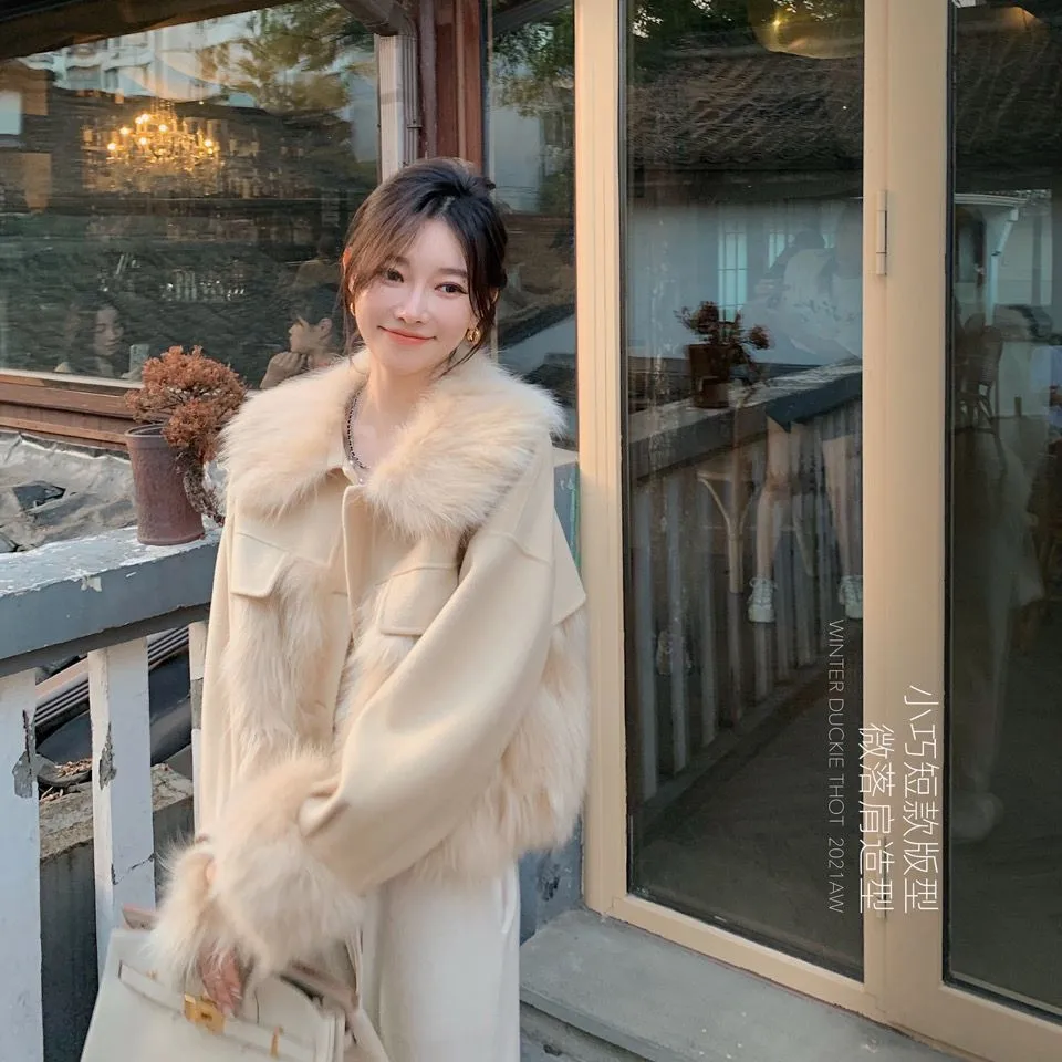 

Fake Fur Fox Coat Long Parka Short Faux Fur Coat Vintage Fur Coat Winter Leather Coat for Women Women's Winter Padded Jacket