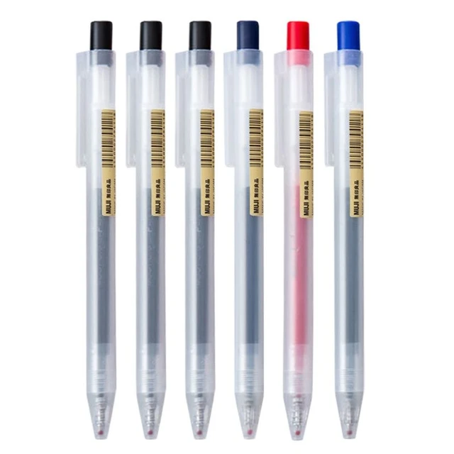 Muji Pen Red Black Blue Japan Click Gel Ink Pens 0.5mm Pens