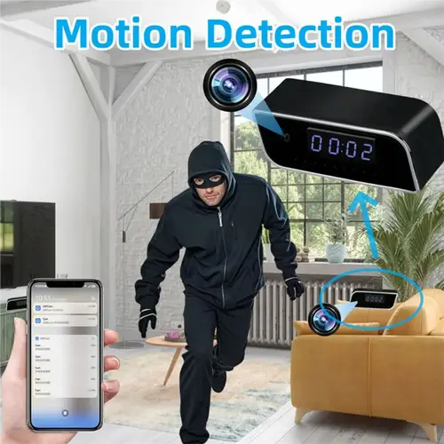 Mini Wireless WiFi Camera 4K Ultra HD Digital Clock Cameras With Night Vision Motion Detection Remote Viewing Recorders for Home - Image 2