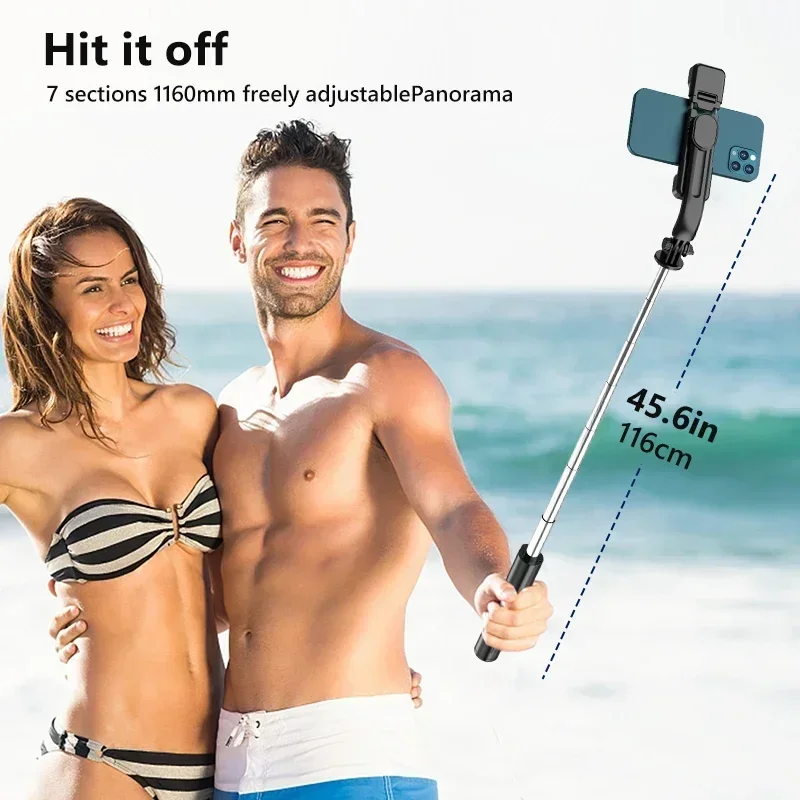 Foldable Selfie Stick with LED Light and Tripod