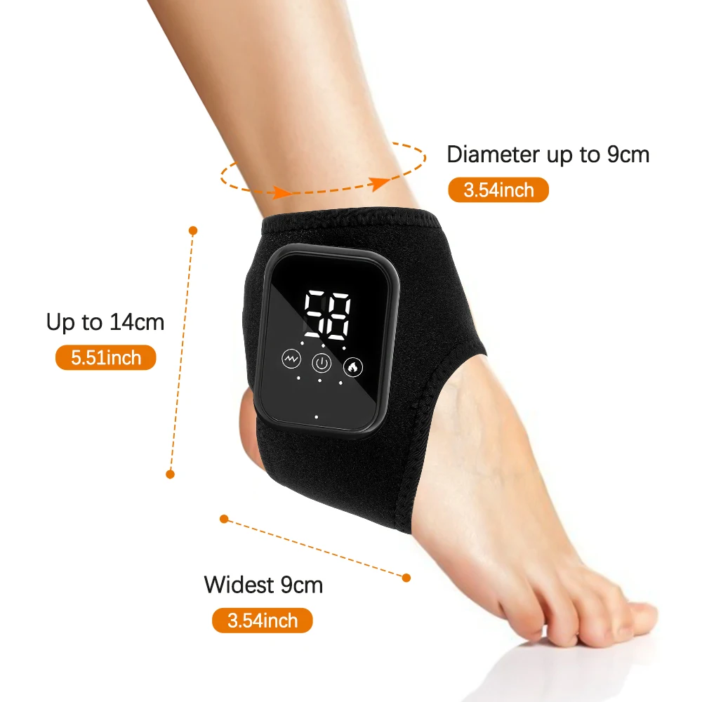 Electric Heating Ankle Guard 3 Levels Hot Compress Vibration Massage Cordless Fo