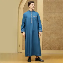Eid Mubarak Kaftan Dubai Abaya Turkey Muslim Men Jubba Thobe 2023 New Fashion Stand Collar Long Sleeve Loose Robes