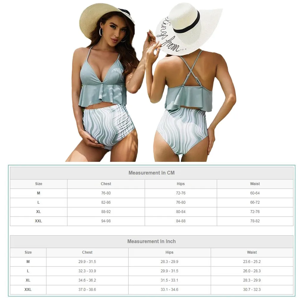Premama 2 Pieces Bathing Suit High Waist Split Swimsuit Pregnant Women Swimwear Matenrity Bathers Swimming Beachwear Bikini