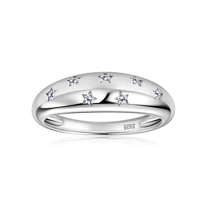 Women's Ring Bezel Setting Star Moissainte Rings 18K Gold Plated 925 Silver Band Fashion Party Daily Wear Jewelry New In 6