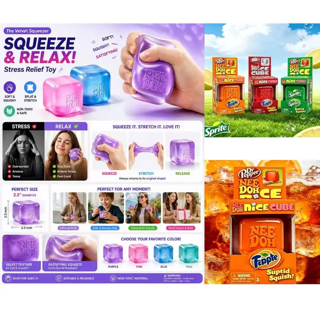 Nouveau 2026 Needoh Nice Cube Blocs sensoriels anti-stress à pincer pour la résolution de puzzles et la décompression, souvenir pour enfants 1