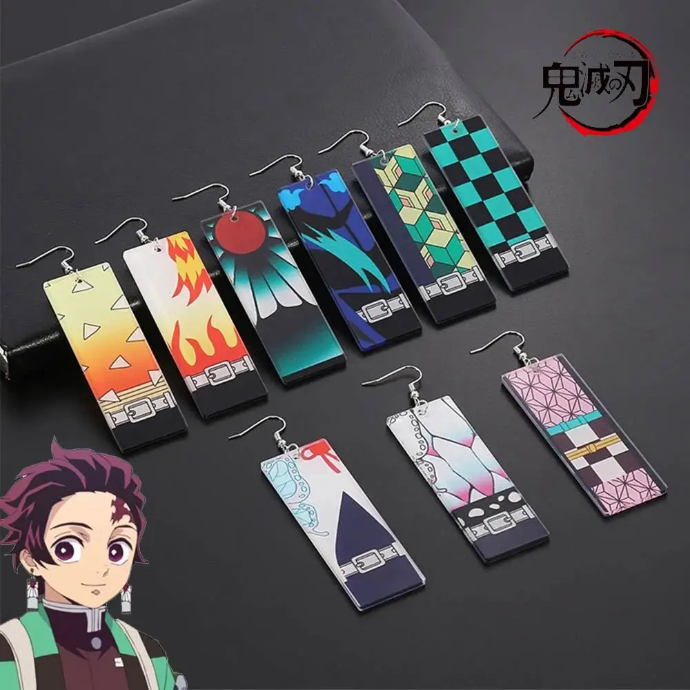 Anime Demon Slayer Acrylic Earrings Kimetsu no Yaiba Tanjirou Kochou Shinobu Butterfly Clip Earrings for Fans Cosplay Jewelry 4