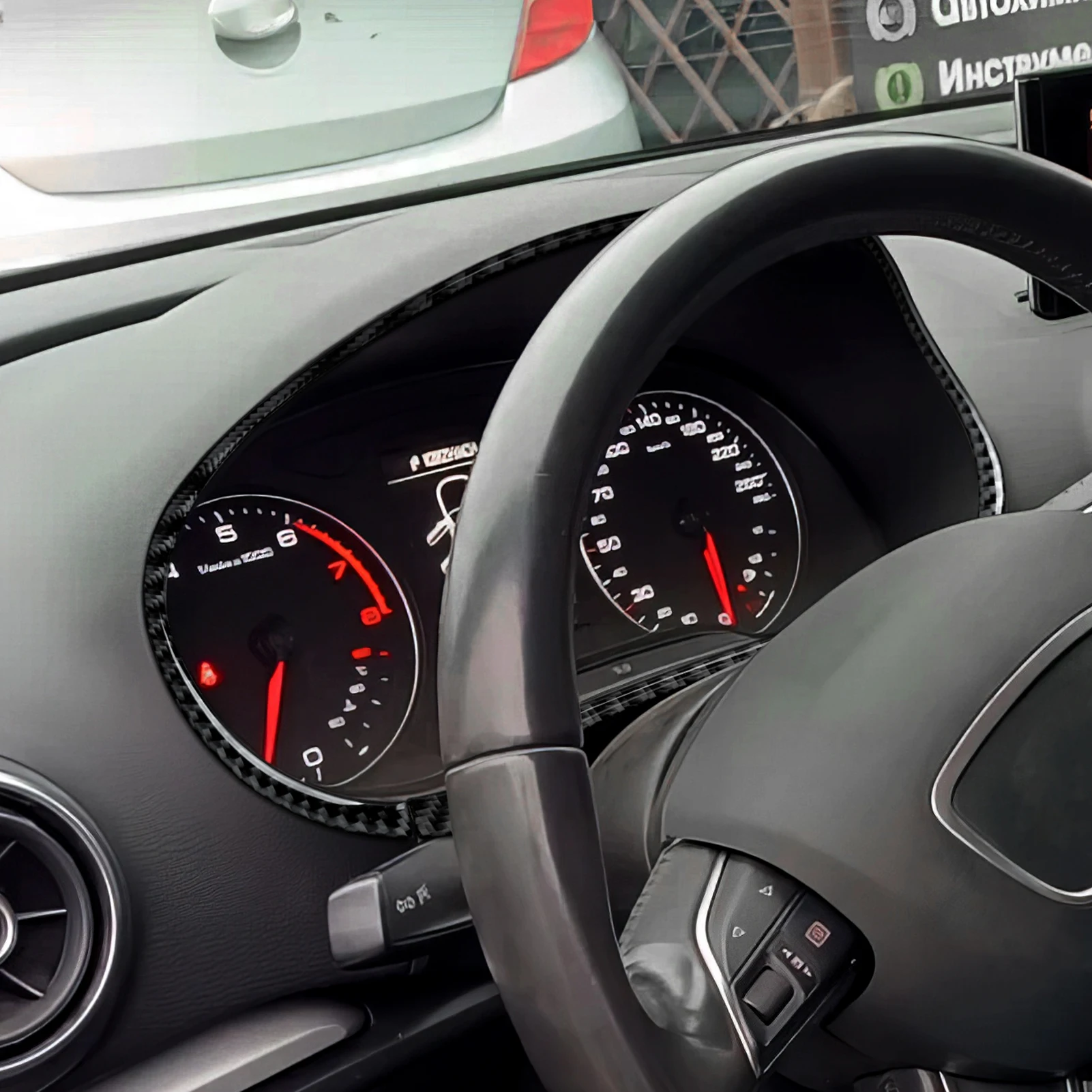 For Audi A3 S3 RS3 8V (2013-2020) Carbon Fiber Interior Sticker, Dashboard Speed Display Decorative Strips Car Trim Accessories