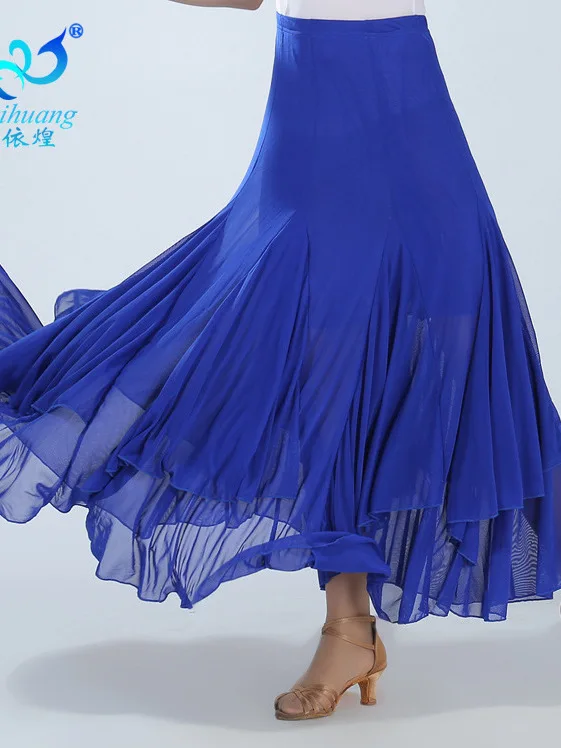 Ballroom Dancing Social Dance Half Length Skirt Square Dance Gauze Long Skirt Competition Performance Costume