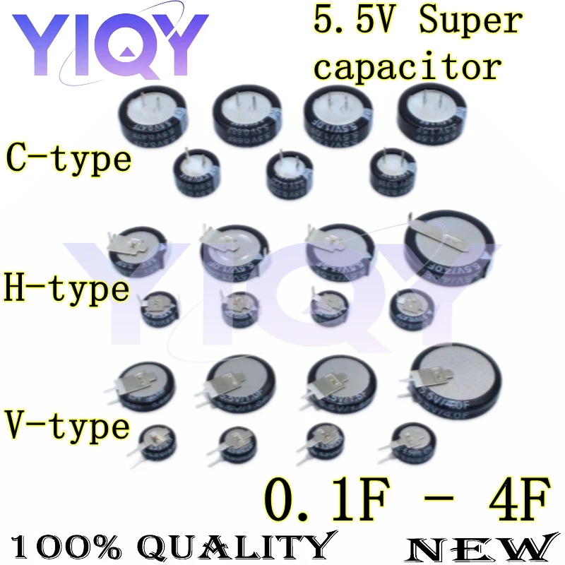 1PCSSuperfarahcapacitance5.5V0.1F0.22F0.33F0.47F1F1.0F1.5F4FV-typeC-typeH-typeButtonFaradcapacitorGepyun-AliExpress502