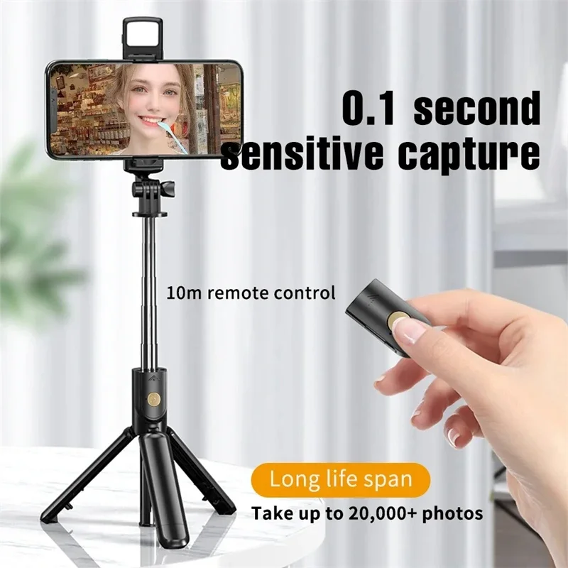 Wireless Bluetooth Selfie Stick Tripod Stand With Light Extendable For iPhone Mobile Phone Live Streaming Remote Control selfie stick tripod