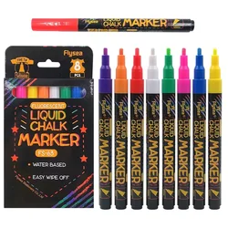 Set of 8 Vibrant Liquid Chalk Markers - Washable & Wet Erase Pens for Creative Art on Blackboards, Whiteboards, Glass, and More (8 pcs)