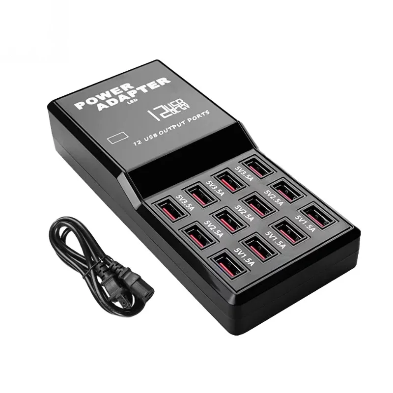 Portable 12 Ports 5V 1.5A-3.5A Travel Desktop USB Charger Hub Multi USB Charging Station For Mobile Phone Tablet