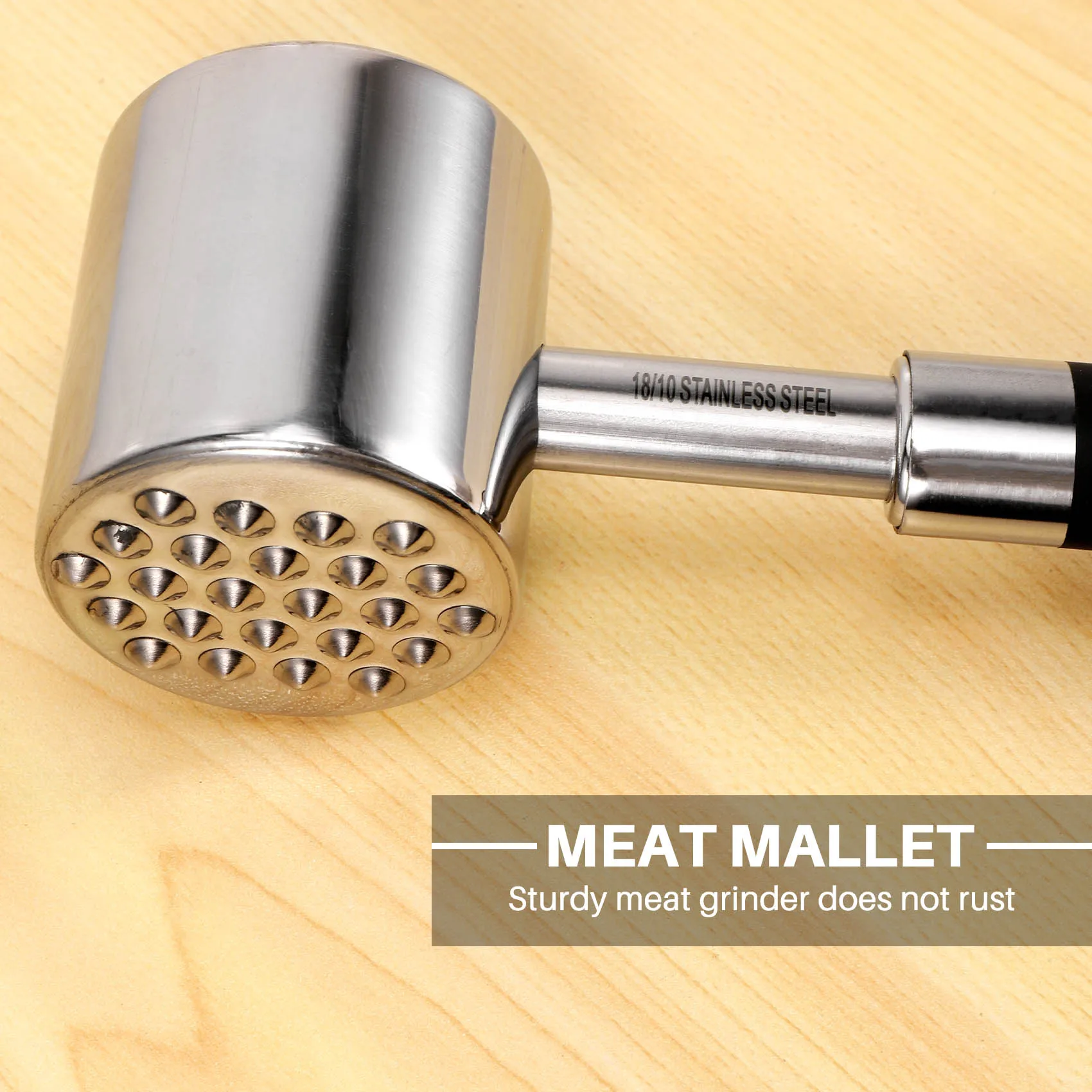 Meat Tenderizer Mallet Hammer-Stainless Steel-Dual-Sided Tool for Tenderizing, Dishwasher Safe