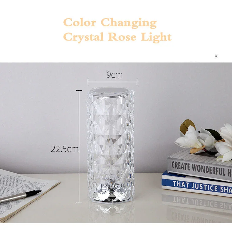 Rose Crystal Lamp Crystal Lights Touching Control with USB Port 3/16 RGB Color Changing Romantic Rose Diamond Table Lamp 5
