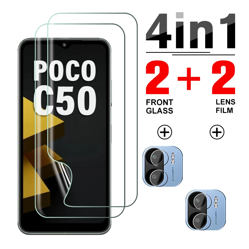 

Front Screen Hydrogel Film 4in1 For Xiaomi Poco C50 Camera Lens Protector Little Poco C50 c 50 50c pococ50 4G Not tempered Glass