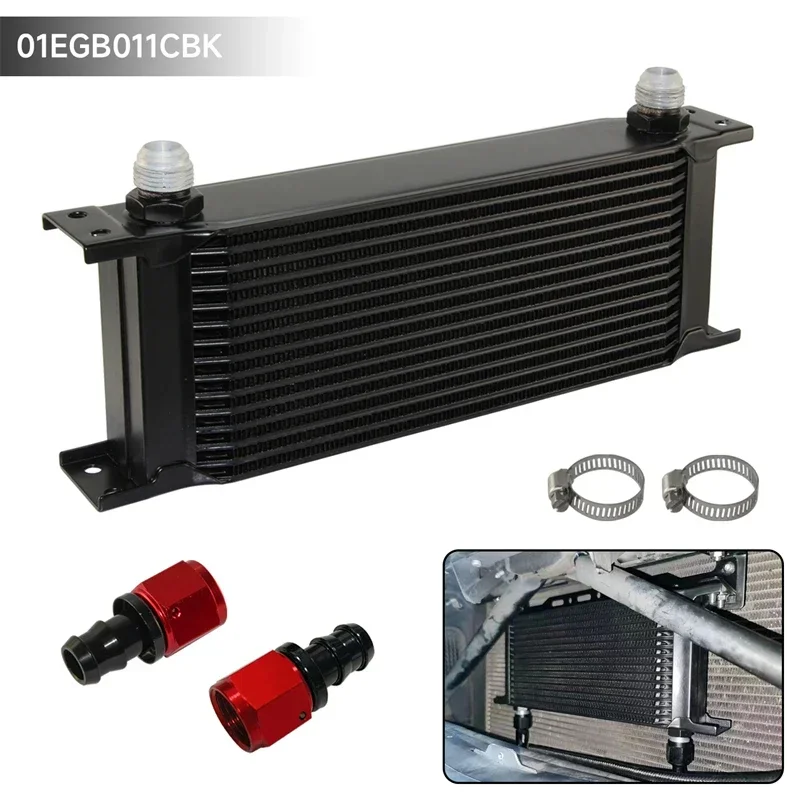 

AN10 Алюминиевый масляный радиатор 15/22 ряда 0 ° 2 шт комплект фитингов 248 мм 7/8 дюйма-14 UNF универсальная Коробка передач двигателя MOCAL Racing Black