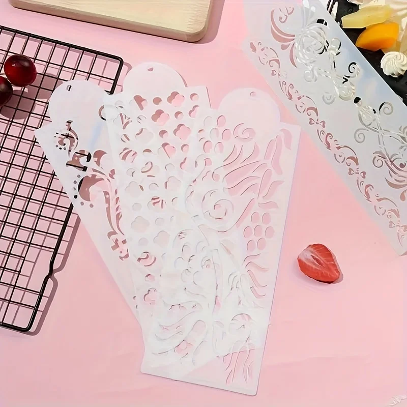 16PCS 레이스 케이크 스텐실 세트 버터 크림 퐁당 장식 Eid 웨딩 생일 DIY 디저트에 대한 베이킹 도구