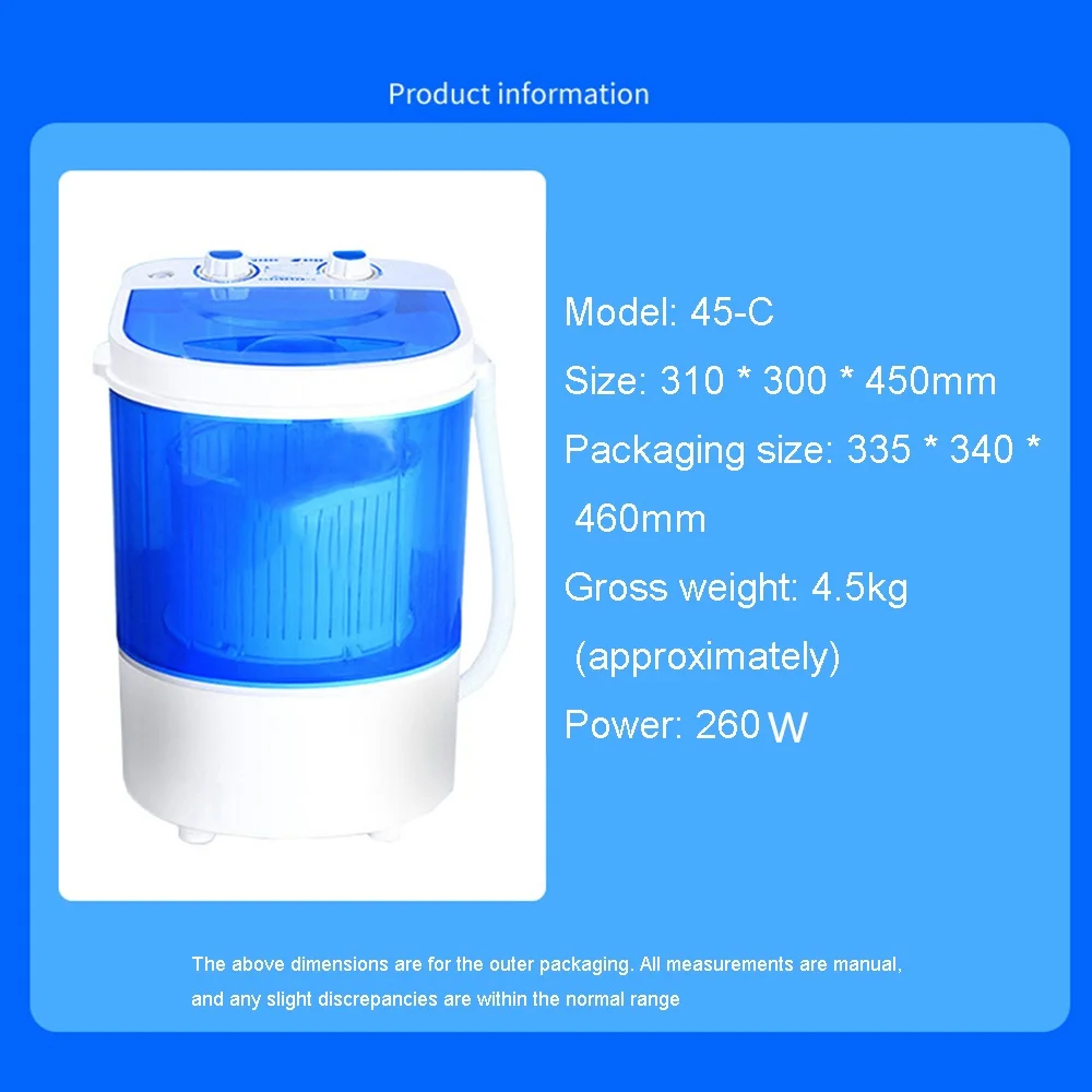 260W Large Washing Machine Portable with Dryer Bucket for Clothes Shoe Mini Washing Machines Automatic Sock Underwear Washer UK images - 6