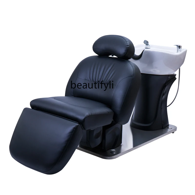 Factory Direct Sales  High-End Barber Shop Electric Lifting Shampoo Chair Rotatable Minimalist Japanese Style Flushing Bed factory direct sales dental chair oral negative pressure pump positioning valve deere universal suction electric control limit