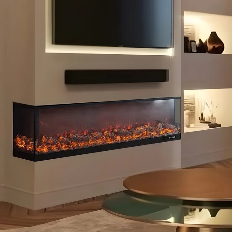 Electric Fireplace 3 Sided Glass Fire View 1800 MM/70 Inch 6 Colors Led Light Controllable 2D Fireplace