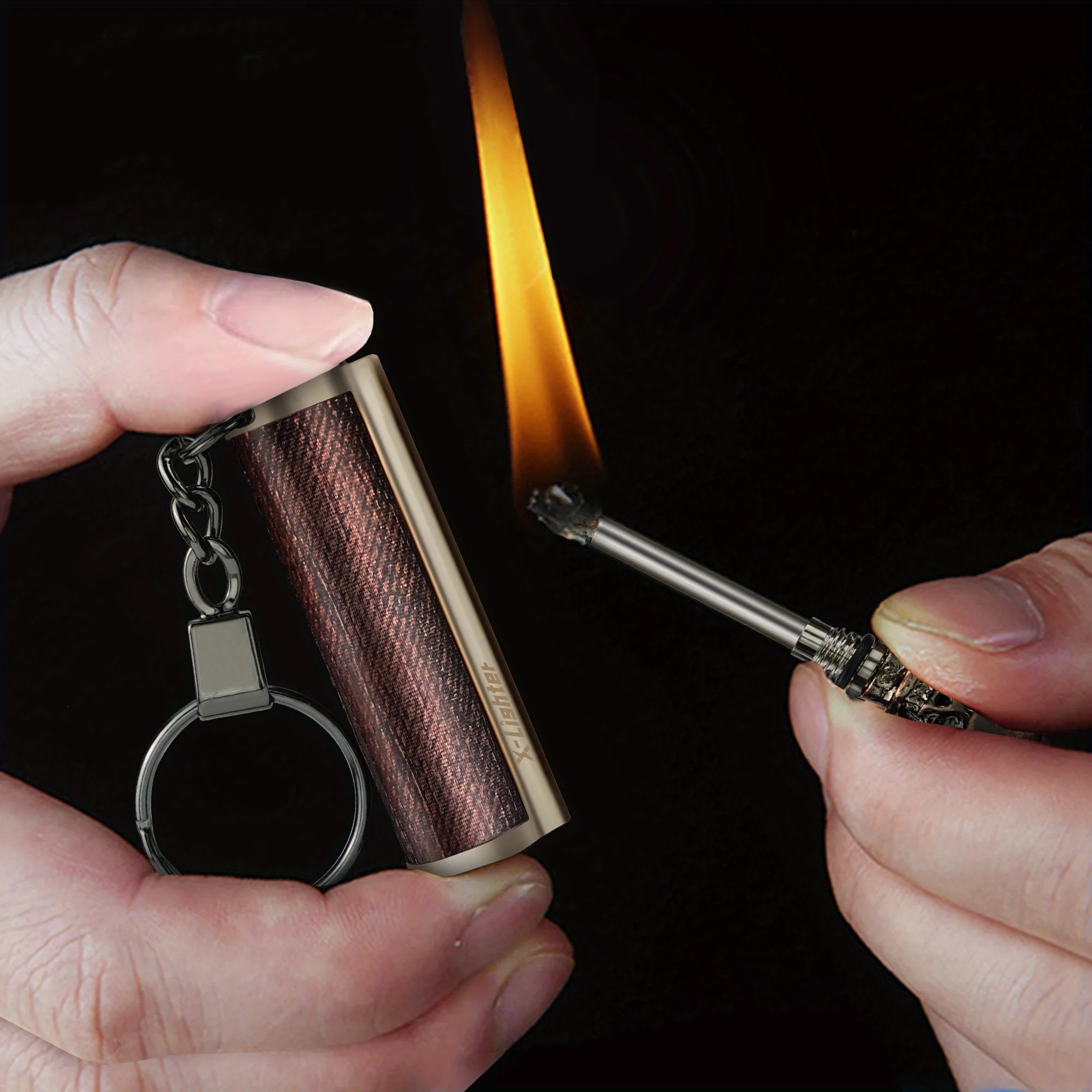 4pcs/set Permanent Outdoor Igniter, Metal Keychain Lighter,Outdoor Emergency Matches,Outdoor Reusable Flint Vintage Lighter