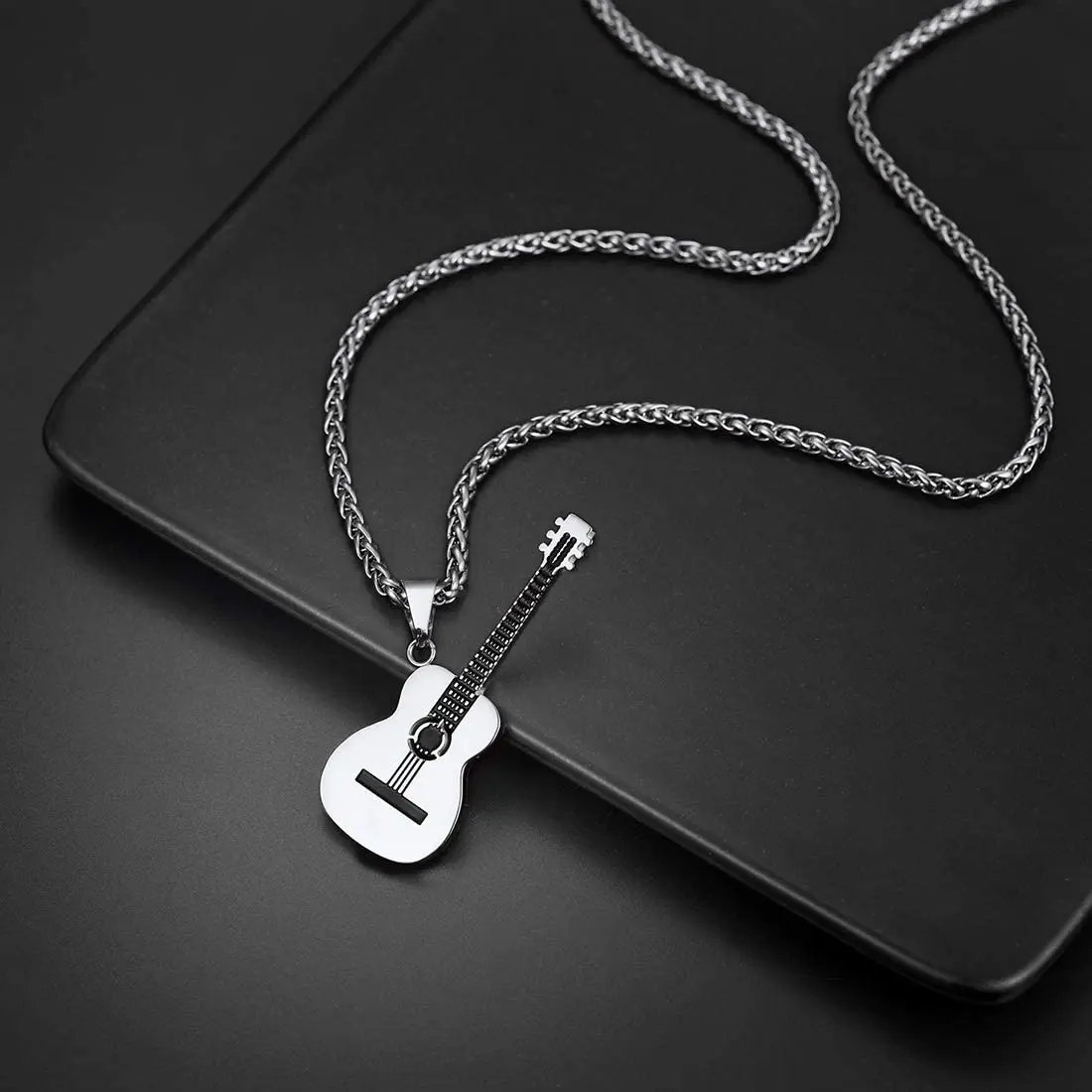 Punk Mens Ashes Holder Urn Necklace Stainless Steel Guitar Cremation  Pendants Memorial Male Gifts – tauezhon