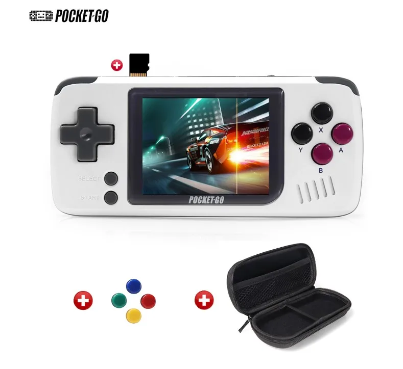 V2 PocketGo Handheld Game Console 2.4inch Screen Retro Game player With 32G TF Card NES/GB/GBC/SNES/SMD PS1 Gaming Consoles Box 