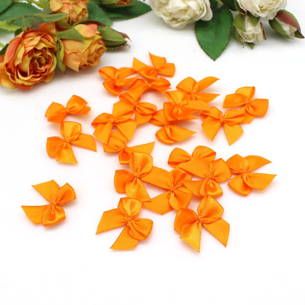 Duories 50 pezzi, piccoli fiocchi di raso, fatti a mano, nastro di raso per confezioni regalo, fai da te, matrimonio (oro