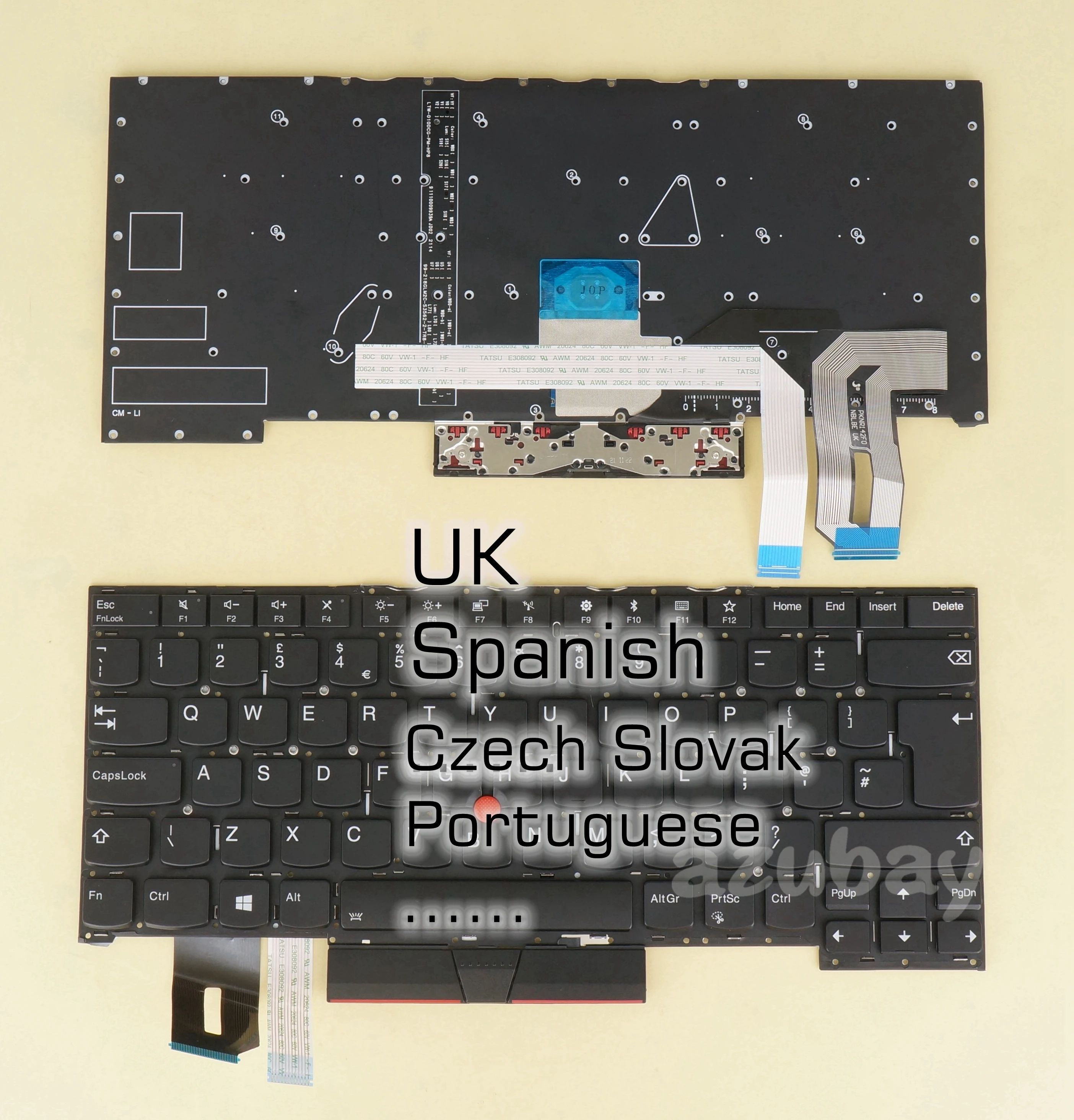 

UK Spanish Czech Slovak Portuguese Keyboard for Lenovo Thinkpad T490s T495s, X1 Extreme Gen 1/ Gen 2, P1 Gen 1/ Gen 2, Backlit