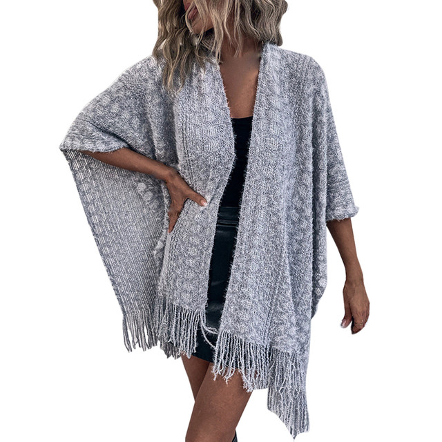 Hollow Out Open Knit Women Wraps Fringe Cape Shawl Sweater Cardigan Scarfs Flocking Embroidery Luxury Brand Designer
