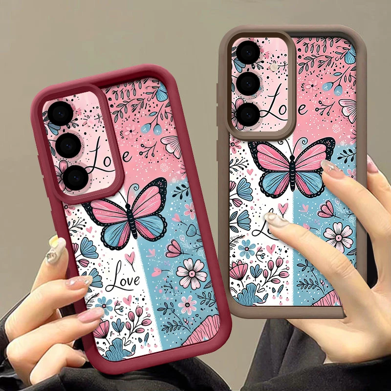 Blue Pink Butterfly Floral Phone Case