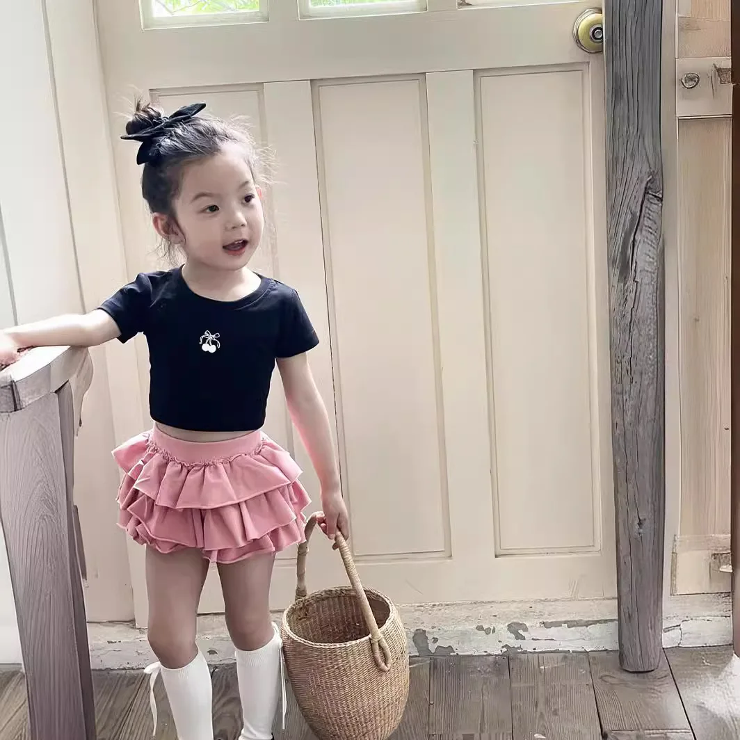 여아용 하프 스커트, 공주 여아, 한국 스타일, 발레 케이크, 짧은 아동용 A 라인 스커트, 단색 원피스, 여름