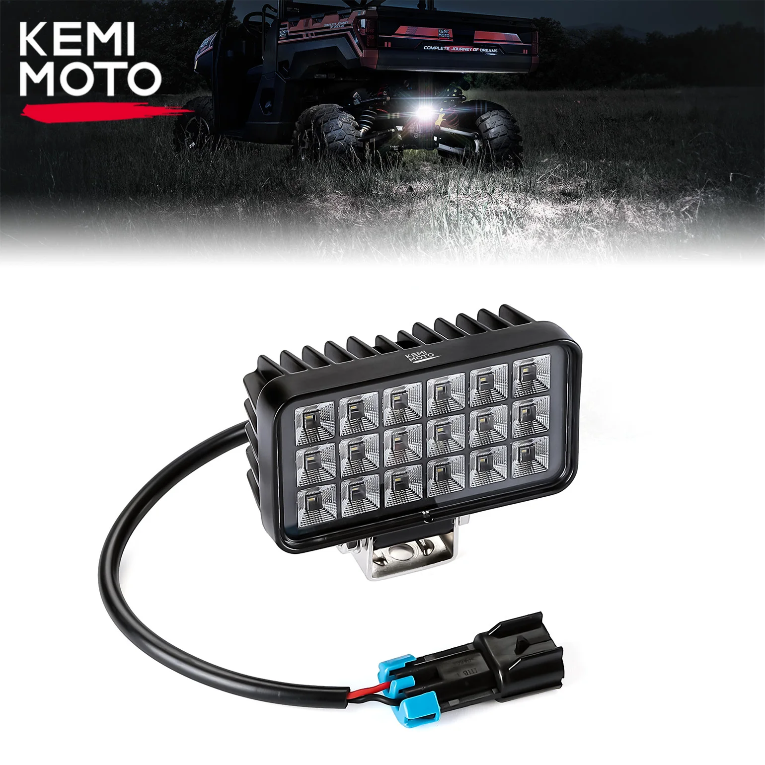 KEMIMOTO 36W Reverse Rear LED Light Kit Compatible with Polaris Ranger 1000 XP/ 1000 XP Crew 2018-2024 Backup Light with Switch backup