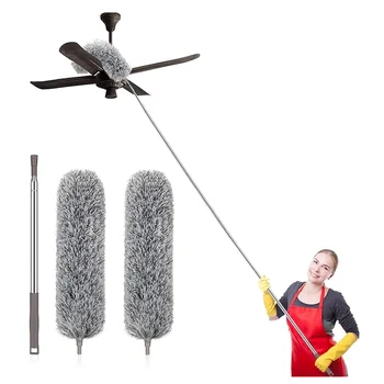 Retractable Dust Brush with Long Handle 290cm and Replaceable Brush Head Suitable for Cleaning Car Ceiling Fans and Bookshelves 1
