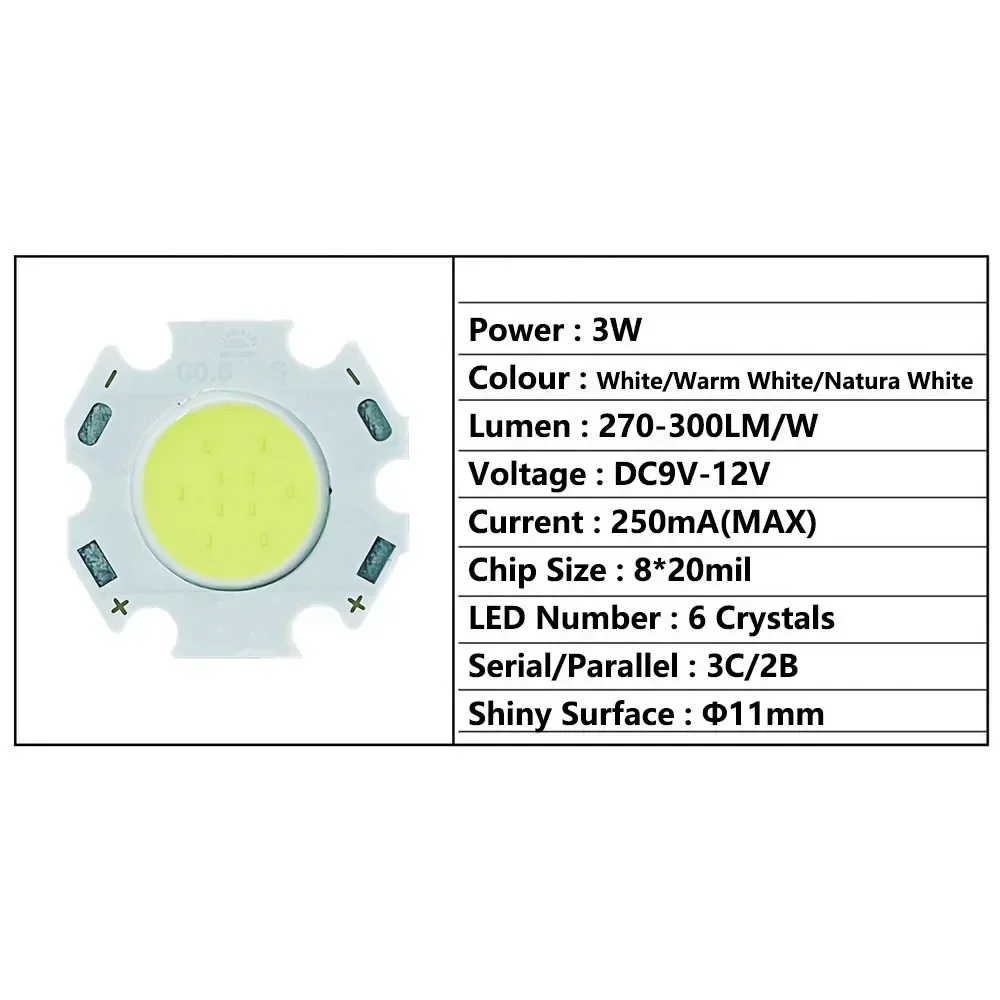 20 pcs A Lot 3W 5W 7W LED COB Source Chip High Power LED COB Side 11mm Light Bulb Light Lamp Spotlight Down Light 3000K TO 6500K
