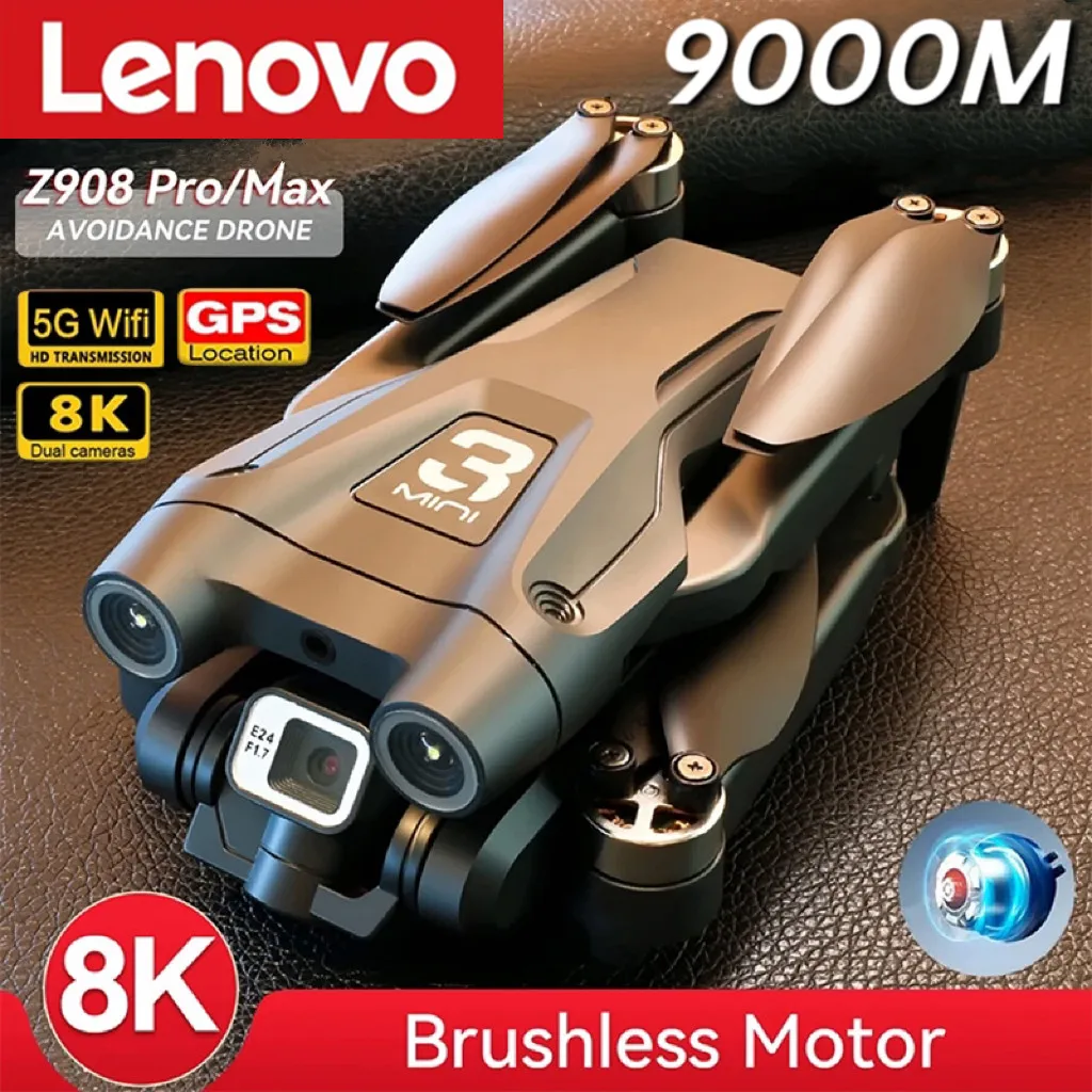 Lenovo  9000M Z908Pro Max Drone Brushless Motor Dual 8K Professional GPS WIFI FPV Obstacle Avoidance Folding Quadcopter Rc