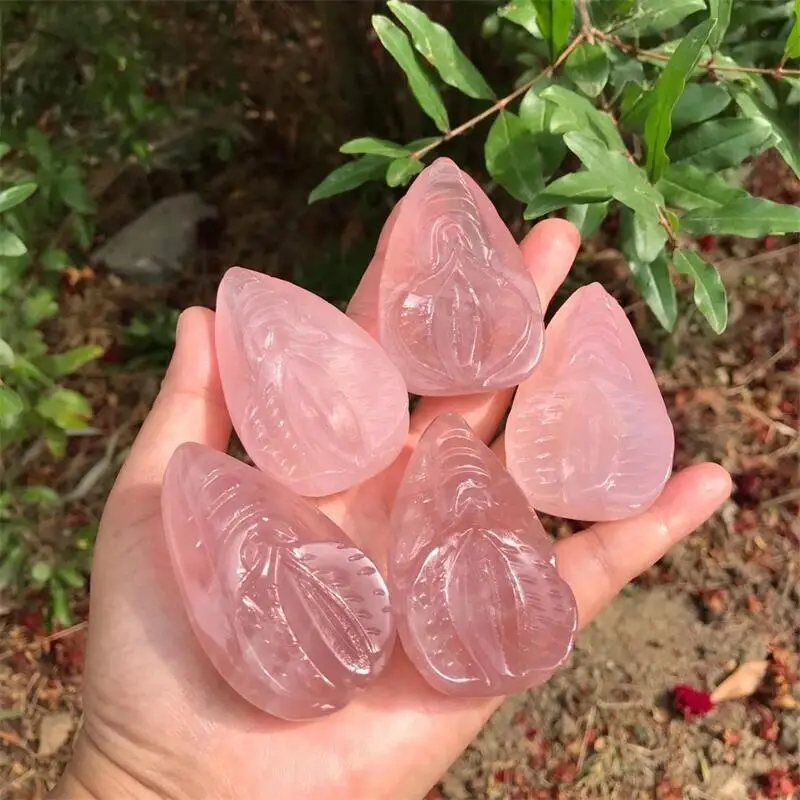 Natural Rose Quartz Source Of Life Figurine Stones Carved Crystal Ornament Healing Reiki Home Decoration 1pcs 3