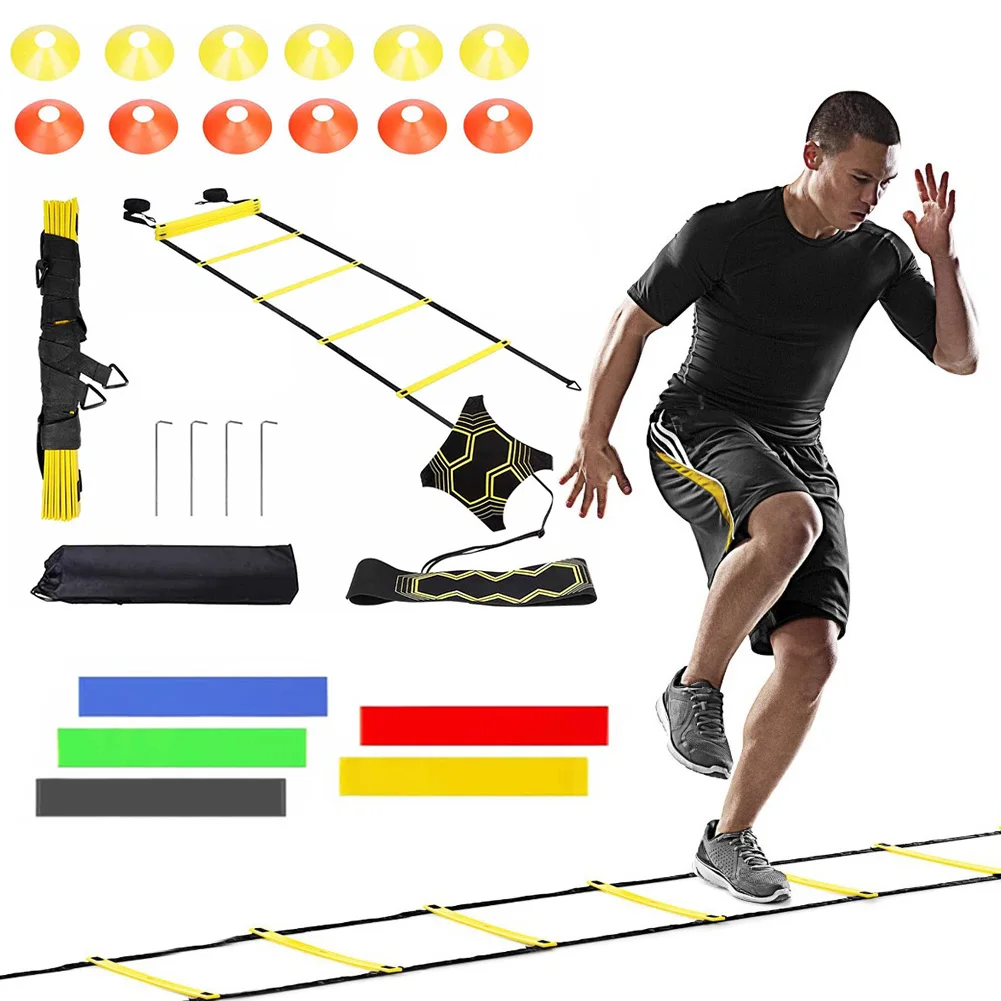 Agility Ladder Speed Training Equipment Set 20ft Agility Ladder 12 Soccer Cones for Soccer Football Basketball
