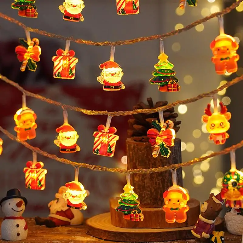 Christmas Lights String Santa Claus Battery Garland LED Christmas Tree Ornament 3M 20LED Light For New Year's Deco