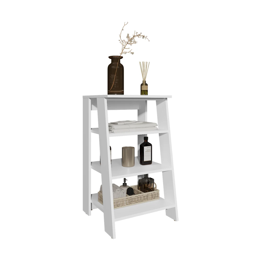 BATHBI 30" High 4-Tier Ladder Shelf in White for Bathroom & Living Room 2